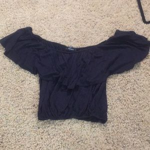 Black Off the Shoulder Crop Top